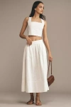 Paige Womens White Ojai Embroidered Cotton-poplin Midi Skirt In White