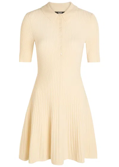 Paige Olie Ribbed Knit Mini Polo Dress In Neutral