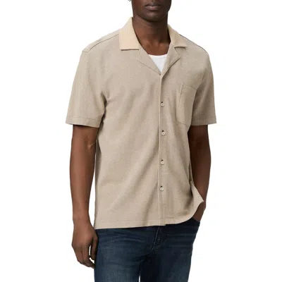 Paige Oliver Linen Camp Shirt In Heathered Oatmeal