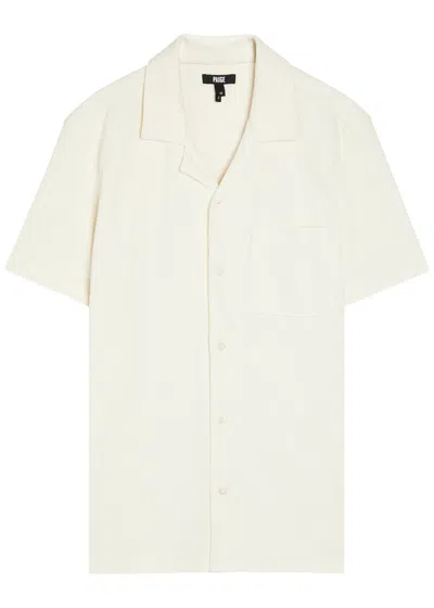Paige Oliver Short-sleeved Ribbed-knit Shirt In White