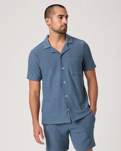Paige Oliver Terry Cloth Camp Shirt In Blue