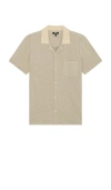 Paige Oliver Linen Camp Shirt In Beige