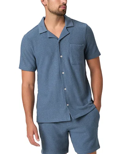 Paige Mens Lakeside Oliver Short-sleeve Cotton-blend Shirt In Blue
