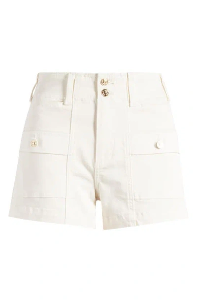 Paige Olivia Cargo Denim Shorts In Quartz Sand