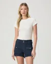 Paige Womens Olivia Patch-pocket Stretch-cotton Cargo Short Vintage Navy Seascape In Blue