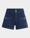 Paige Womens Olivia Patch-pocket Stretch-cotton Cargo Short Vintage Navy Seascape In Vintage Nacy Seascape