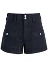 Paige Womens Olivia Patch-pocket Stretch-cotton Cargo Short Vintage Navy Seascape In Dark Blue