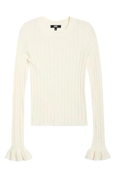 Paige Ophelia Pointelle Stitch Organic Cotton & Silk Blend Sweater In White