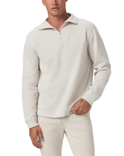 Paige Orion Ribbed Quarter Zip Pullover Sweater In White