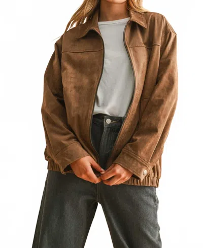 Paige Oversized Bomber Jacket In Chocolate In Gold