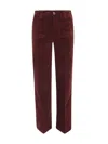 Paige Buttoned Straight Trousers In Burgundy