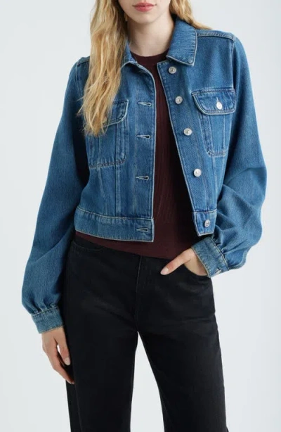 Paige Pacey Crop Denim Jacket In Blue