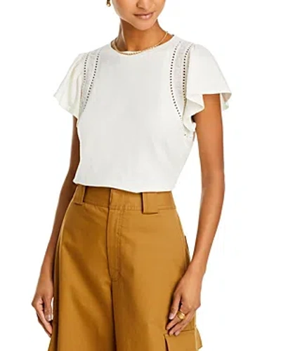 Paige Paisley Flutter Sleeve Top In Off-white