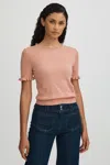 Paige Metallic Ruffle Trim Top In Peach