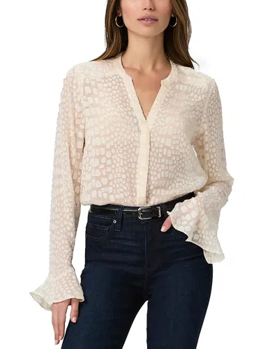 Paige Pepita Silk Blend Blouse In Latte Foam