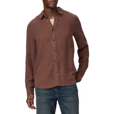 Paige Peters Linen Blend Button-up Shirt In Vintage Midnight Bordeaux