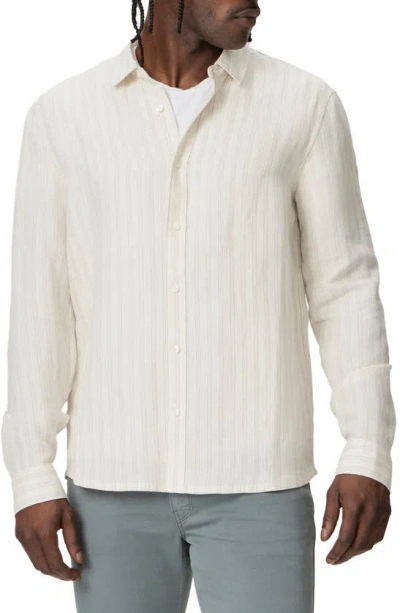 Paige Peters Stripe Linen Blend Button-up Shirt In White