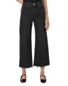 Paige Anessa Raw Hem High Waist Ankle Wide Leg Jeans In Black Lotus