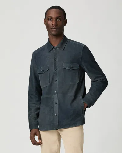 Paige Mens Dark Navy Peyman Suede Jacket In Blue