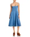Paige Womens Serenade Pippa Square-neck Cotton-blend Denim Midi Dress In Blue