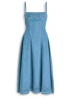 Paige Pippa Panelled Denim Midi Dress In Blue