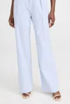 PAIGE PLEATED LIGHT CHAMBRAY LINEN TROUSERS IN BLUE