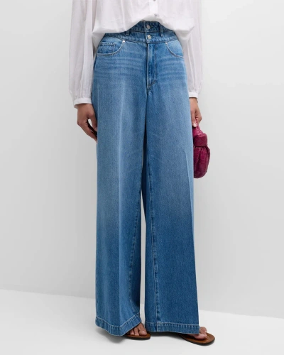 Paige Portia Double Waistband Jeans In Enzo Distressed