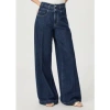 Paige Womens Michiru Portia Double-waistband Wide-leg High-rise Jeans
