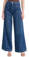 Paige Womens Bronx Portia Wide-leg High-rise Cotton-blend Jeans In Bronx