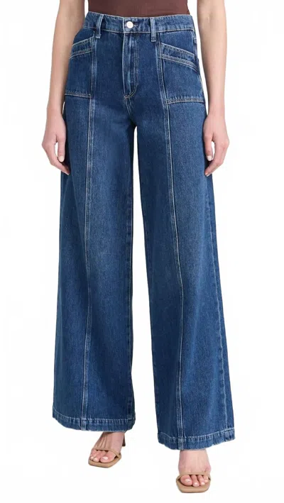 Paige Portia Wide Leg Jeans In Bronx In Blue