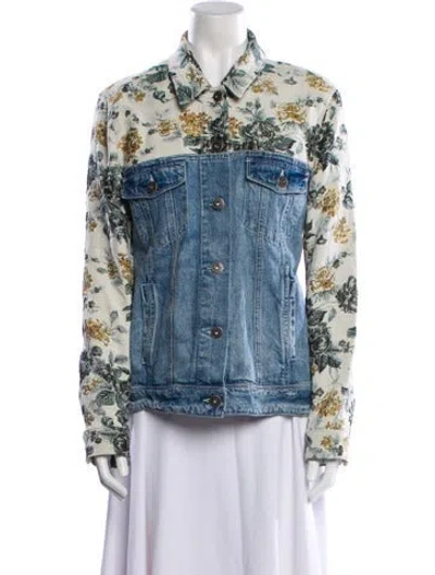 Pre-owned Paige Printed Denim Jacket In Blue