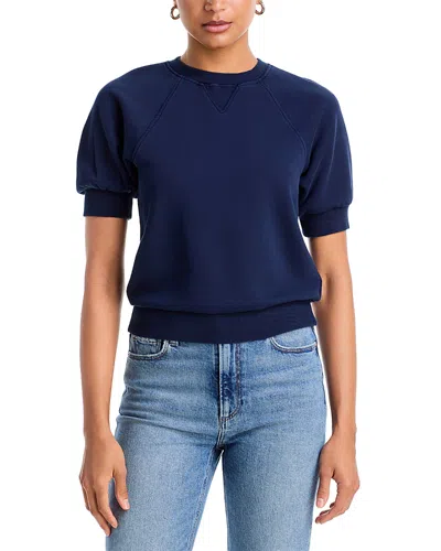 Paige Queenie Cotton Short Sleeve Sweatshirt In Blue