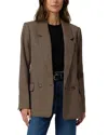 Paige Womens Brown Multi Quentin Houndstooth Wool-blend Blazer In Multi