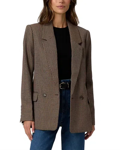 Paige Quentin Double Breasted Blazer In Brown Multi
