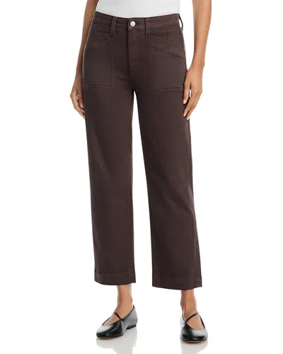 Paige Quincy High Rise Ankle Straight Jeans In Rich Chocolate In Brown