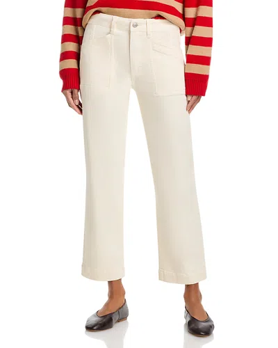 Paige Quincy Mid Rise Ankle Straight Jeans In Quartz Sand In White