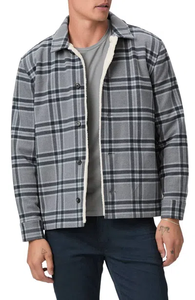 Paige Rangel Melton Plaid Jacket In Navy Mist In Gray