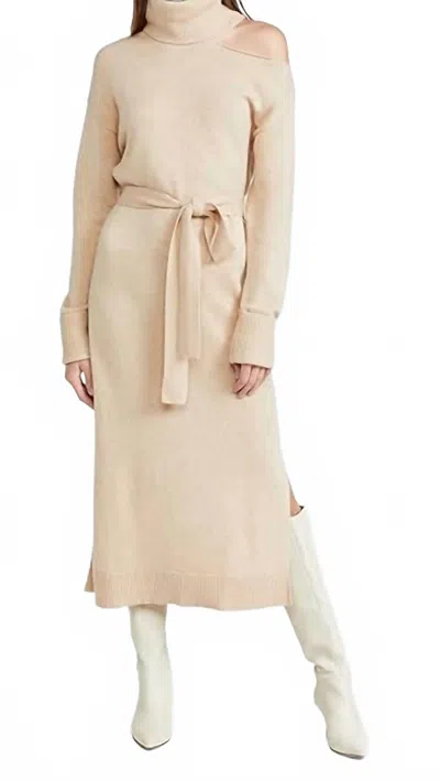 Paige Raundi Turtleneck Wool Blend Midi Casual Dress In Camel In Brown