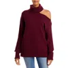 Paige Raundi Womens Turtleneck Cold Shoulder Pullover Sweater In Burgundy