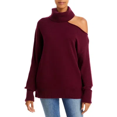 Paige Raundi Womens Turtleneck Cold Shoulder Pullover Sweater In Burgundy