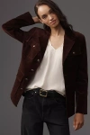 Paige Womens Aubergine Reign Single-breasted Velvet Blazer In Burgundy