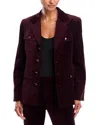 Paige Womens Aubergine Reign Single-breasted Velvet Blazer In Brown