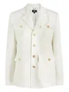 Paige Womens White Reign Single-breasted Linen-blend Blazer In White