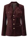 Paige Reign Button Pocket Blazer In Burgundy