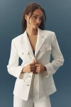 Paige Womens White Reign Single-breasted Linen-blend Blazer In White