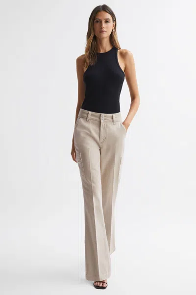 Paige Flared Cargo Trousers In Vintage Warm Sand