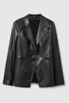 PAIGE PAIGE RELAXED FAUX FUR LEATHER SINGLE BREASTED BLAZER