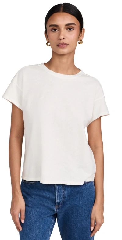 Paige Ren Cotton & Linen Crewneck T-shirt In Off White