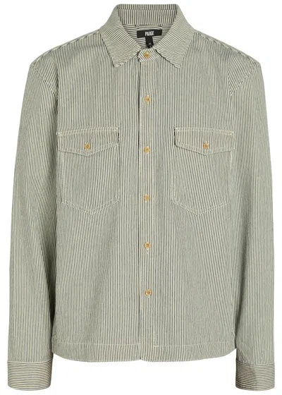 Paige Renzi Striped Denim Jacket In Green