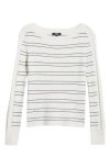 Paige Rhyse Stripe Knit Shirt In Ivory/dark Ink Blue